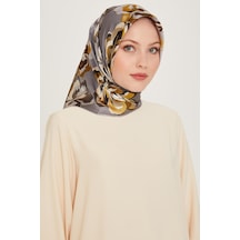 Armine İpek Eşarp 2025 Kış - 9234-32 Twill - Gri Sarı
