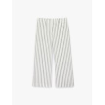 Koton Modal Kumaş Yüksek Bel Geniş Paça Çizgili Pantolon Ekru Çizgili 6sak40137uw Ekru