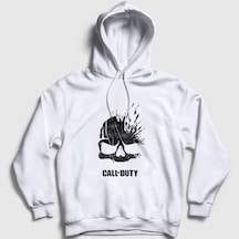Presmono Unisex Skull Call Of Duty Kapüşonlu Sweatshirt Beyaz