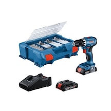 Bosch GSR 18V-45 Çift Akülü 2.0AH Vidalama + 63 Parça Aksesuar Set