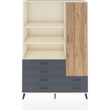 Hyperion Dolap 7 Raflı 6 Çekmeceli Tek Kapaklı 132x44x195 Aytaşı-çam/antrasit Atlas Çam/antrasıt