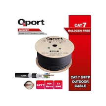 Q-cato7 500m Cat7 Lsoh S/ftp Full Bakır 23awg Siyah Halogen Free Kablo