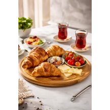 Bambu 35 Cm Yuvarlak Pasta Pizza Kahvaltı Sunum Tabağı Kahverengi