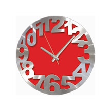 Kırmızı Alüminyum Kalın Kadran Time Duvar Saati Kırmızı