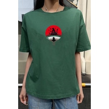 Unisex Itachi Uchiha Baskılı T-shirt Yeşil