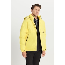 AC&Co / Altınyıldız Classics Erkek Sarı Standart Fit Normal Kesim Kapüşonlu Dik Yaka Yan Cepli Casual Mont Sari