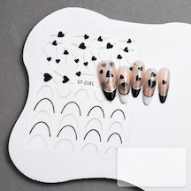 Gümüş Kalp Ve Şerit Tırnak Sticker Kalp Tırnak Etiketi Nail Art 2181s