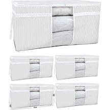 5 Adet - Pencereli Yorgan Hurcu Mega Boy 75 X 40 X 40 Cm - Gri Çizgili Tela 70 X 40 Gri Diğer