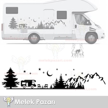 Camp, Orman Manzarası Karavan Stickerı, Karavan Çıkartma
