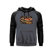 Bozkurt Bakışı Gri Renk Reglan Kol Sweatshirt Kapşonlu