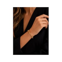 14k Renk Gold Zincir Detaylı Kadın Bileklik 17 +4 Cm Altın - 888722305 Altın