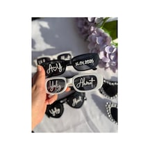Gelin Damat Gözlük- Bride Dikdörtgen Gözlük 2 Adet Siyah Beyaz