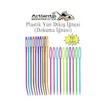 Düz Ve Kıvrımlı Plastik Yün İğnesi 50 Adet 1 Paket Plastik Dikiş Dokuma İğnesi Kavisli İplik İğne Goblen