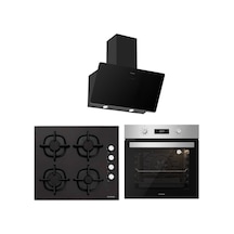 Silverline BO6504X01 - CS5343B01 - 3457 Soho 60 Siyah Cam Ankastre Set