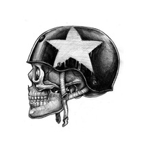 Kasklı Kuru Kafa Oto, Motorsiklet, Kask, Laptop Sticker 12x11 Cm