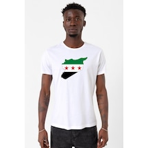 Suriye Yeni Bayrak Beyaz Erkek Bisikletyaka Tshirt Çok Renkli