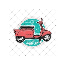 Vsp49 Italyan Isi Yazili Kirmizi Scooter Sticker