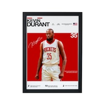 Kevin Durant Kd Ahşap Çerçeveli Poster Tablo Minimal & Güçlü Stil Siyah