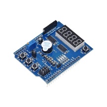 Multi Çok Fonksiyonlu Arduino Shield 7 Segment Buzer Button Pot Servo Analog Ds18b20 Lm35 Servo Led