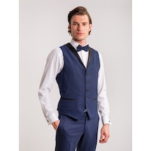 Dufy Lacivert Erkek Modern Fit Mono Yaka Smokin Takım - 61307 Lacivert
