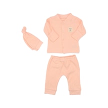 Bebegen Unisex Somon Fitilli Düğümlü Bereli Little Me Kendinden Eldivenli 3'lü Takım Çok Renkli