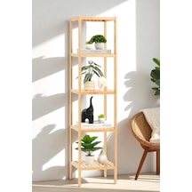 Digithome Bambu 5 Raflı Çok Amaçlı Organizer Mutfak Rafı Banyo Düzenleyici Raf Mio-002 Kahverengi