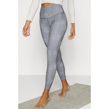 Nike Yoga High Rise 7/8 Length Tight Kadın Nakış Swooshlu İç Yan Cepli Yüksek Bel Tayt Beyaz Siyah Beyaz - Siyah