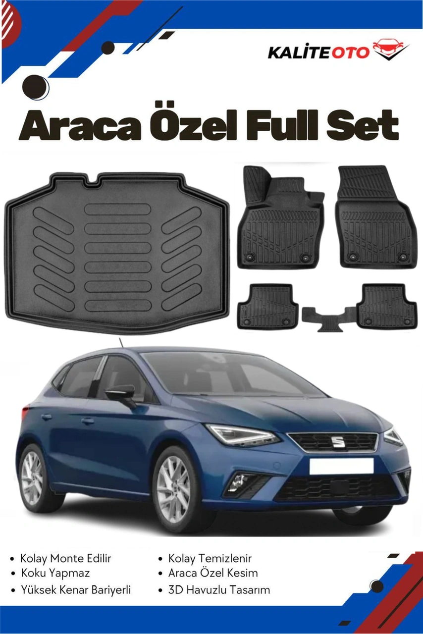 Seat İbiza 2022 Model Yumuşak Paspas+bagaj Havuzu Seti