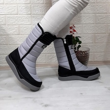 Benetton 50027 Gri-siyah İçi Kürklü Fermuarlı Kaymaz Bayan Kar Botu 001