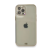 Apple iPhone  Uyumlu   12 Pro Kılıf Liva Taşlı Silikon - Beyaz Çok Renkli