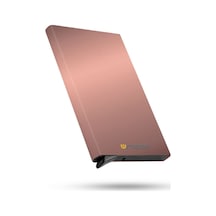 Wrapsol Mekanizmalı Kartlık Rfid Korumalı Alüminyum Otomatik Mekanizmalı Kredi Kartlık Renkli Mat Kırmızı Mat Rosegold Mat Rosegold Açık Pembe