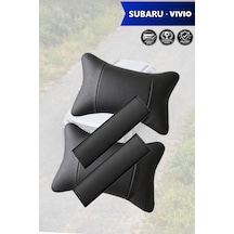 Subaru Vivio Uyumlu Siyah Deri Yastık Lüks Deri Kemer Koruyucu Set