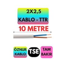 Öznur 2x2,5 Ttr Kablo Beyaz Metre Seçenekli - 10 Metre