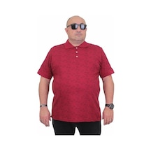 Starbattal Erkek Büyük Beden Polo Yaka Üçgen Baskılı Tişört 24450 Bordo-Bordo
