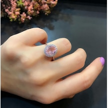 Stela Oval Pembe Kuvars Yüzük - 513936652