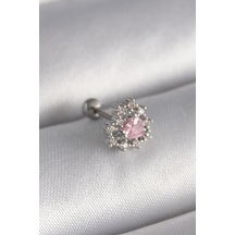 Pr1231 - 316l Çelik Gümüş Renk Zirkon Taşlı Kalp Tragus Piercing Diğer