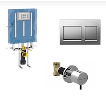 Geberit Alpha Kombifix Duvariçi Gömme Rezervuar Seti 8cm 110.174.00.1-mset Kare Parlak Krom Parlak Krom