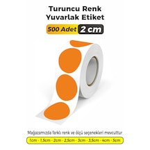 Turuncu Renk Yuvarlak Kesim Sticker Etiket 2cm - 500 Adet Turuncu
