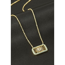 Çerçeve - 757 - Nazar Zirkon Taşlı Kolye - Shophnrl - - Sarı