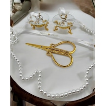 Lucevia Gold Cam Yüzük Yükselticisi Ve Söz Makası Seti Krem Krem