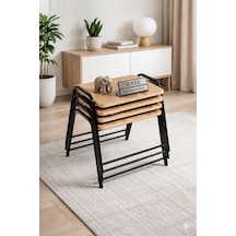 4'lü Tepsi Model Modern Sehpa Çok Renkli