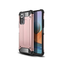 Noktaks - Xiaomi Uyumlu Xiaomi Redmi Note 10 Pro - Kılıf Çift Katman Zırh Tank Crash Military Kapak - Rose Gold
