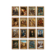 Eugène Delacroix Tabloları 16'lı Sticker Seti Laptop Defter Planlayıcı Etiket Çok Renkli