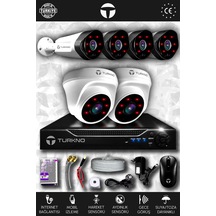 Turkno 6 Kameralı Galia 2 İç Kamera Set HDD'siz Full HD Gece Görüşlü Güvenlik Kamerası Sistemi