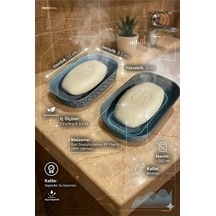 Buççin Online Mağaza Su Tahliyeli, Kırılmaz, Çevre Dostu Banyo & Mutfak Sabun Kabı 12x8,5x3 Cm 2 Li Set Plastik Siyah Çok Renkli