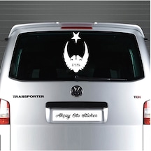 Ay Yıldız Kartal Göktürkçe Türk Oto Sticker Beyaz 30 25 Cm