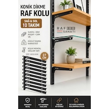 10 Takım Raf Destek Kolu 27 Cm 40 Hatve Ahşap Mdf Sunta Cam Raf Tutucu Raf Kolu Siyah