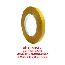 Çift Taraflı Şeffaf Bant 50 M. 5 Mm 1 Adet