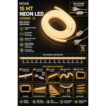 Noas 15 Metre Neon Led 3200k Gün Işığı 220v 15 Metre Kablolu Fişli Tak Çalıştır Esnek Hortum Led Ip65 Iç Dış Mekan Dekoratif Aydınlatma Montaj Aparatı Dahil Günışığı 3000-3200K