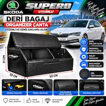 Skoda Superb Uyumlu Oto Bagaj Organizeri Deri Bagaj Kutu Çanta 1